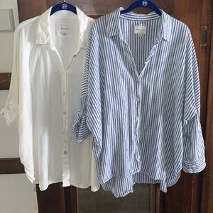 American Eagle linen blend oversized button down shirt Small